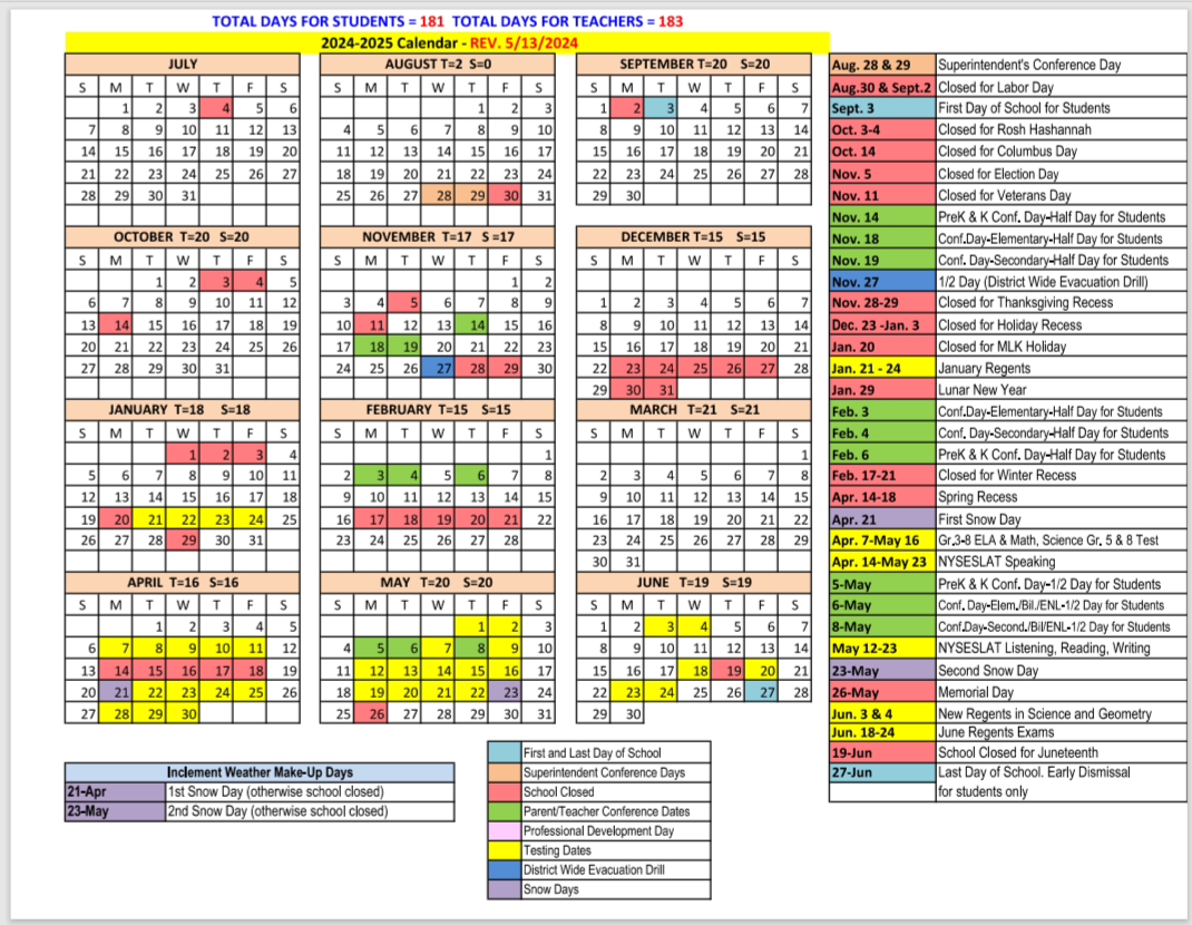 2024-2025 School Calendar